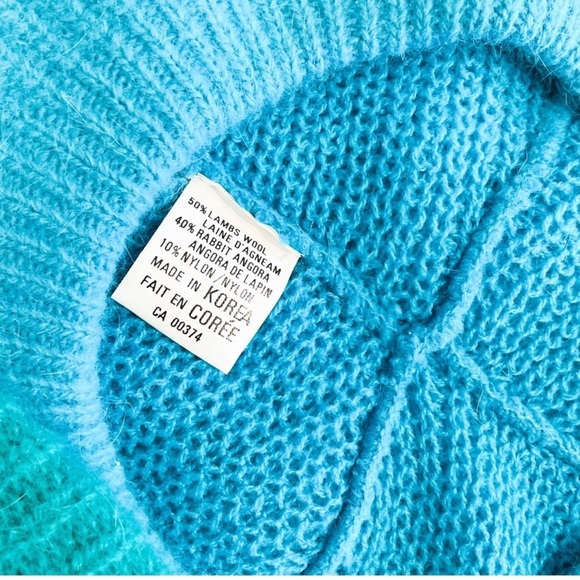 2 VINTAGE Angora Wool Berets - Teal & Emerald Green Hats - Picture 5 of 7